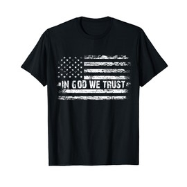 Vintage In God We Trust USA Flag Cross Patriotic Christian T-Shirt