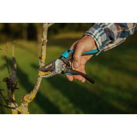 Garden Shears Single-Handed - Model 30R - Bypass Precision Cut - Power Zip Force Reduction System - Teflon Coated Steel Blade - Non-Slip Handle - Bikain