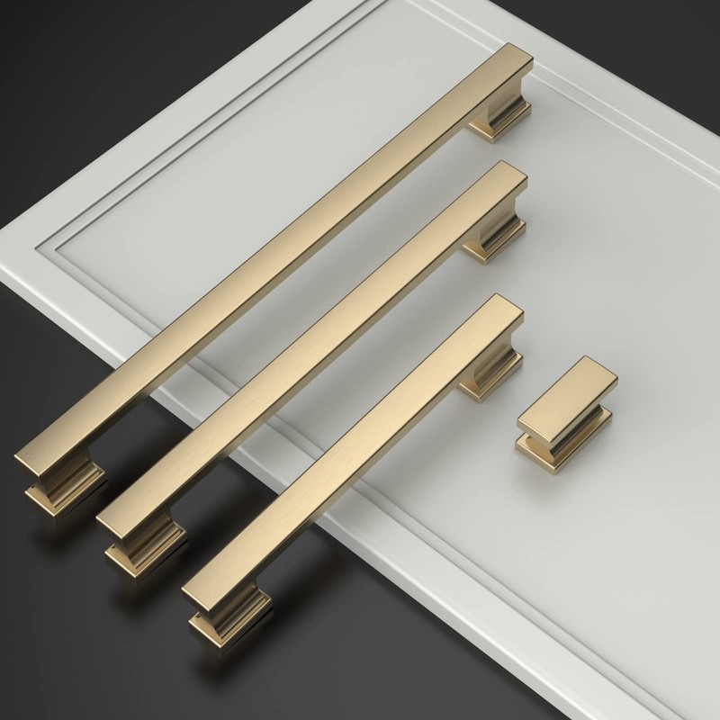 Asidrama 10 Pack 5 Inch(128mm) Brushed Brass Kitchen Cabinet Handles,