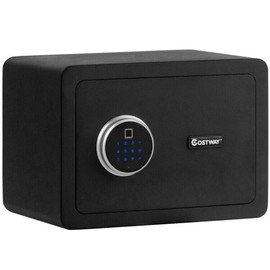 Costway Fingerprint Safe Box Digital Home Office Security w/LED Light Cash Jewelry Black