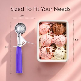 Restaurantware 0.86 Ounce Portion Scoop, 1 Trigger Release Stainless Steel Cookie Scoop - With Orchid Handle, Stainless Steel Disher, For Portion Control, Cookie Dough, Cupcake Batter, Or Ice Cream
