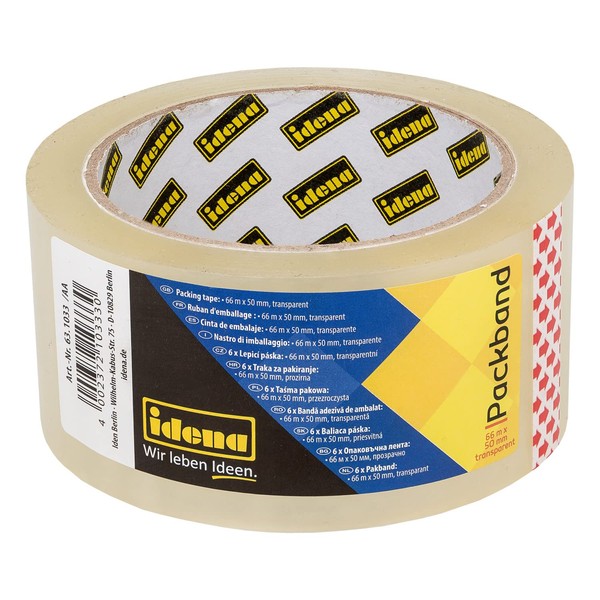 IDENA Packing Tape 50 mm x 66 m/geräuscharm transparent