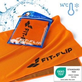 Fit-Flip Cooling Towel - Cooling Towel and Microfibre Cooling Towel - Cooling Sports Towel - Airflip Towel for Fitness and Sports - Ice Towel Cooling Towel (Orange, 100 x 30 cm)