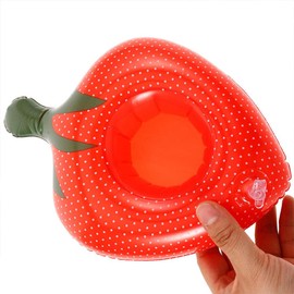 SUPVOX Inflatable Drink Holder, 4pcs Strawberry Drink Holder Floats for Parties Kids Water Fun Toys Drink Floats for Pool Inflatable Cup Coasters Summer Fun Bath Shower Toys