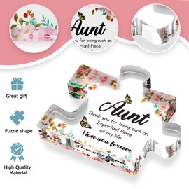 Velenti Aunt Gifts from Niece - Engraved Acrylic Block Puzzle Piece - Cute Auntie Present with Lovely Saying - Fancy Favorite Aunt Gift - Birthday, Christmas, Chic Decoration Piece