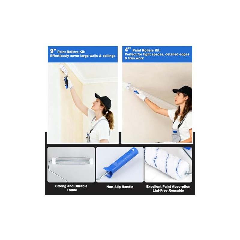 30PCS Paint Roller Kit with Extension Pole-2 to 4 FT,Wall