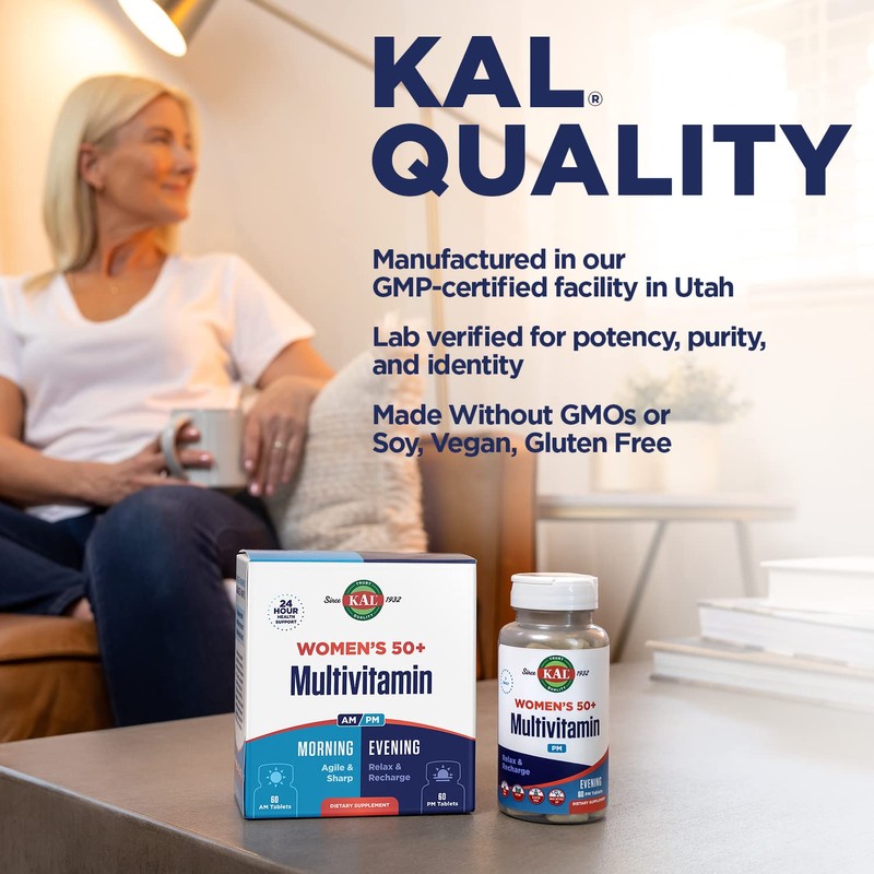 KAL Plus 2-in-1 Multivitamin for Women 50+, AM/PM Vitamin B