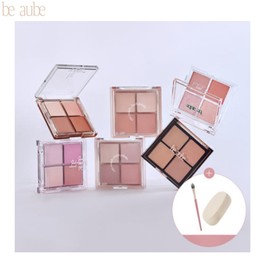 BE AUBE Mix Touch Cheek Palette with Brush and Puff Set 4items, Color 1#$%Color 2:04 Mauve Garden-03 Rose Garden