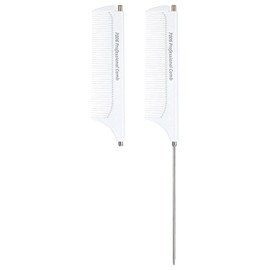 Mabor Retractable Rat Tail Comb for Parting, Portable Small Pocket Fine Tooth Teasing Comb for Styling Hair Cutting Braiding Stainless Steel Pin Tail Teasing Comb(White)