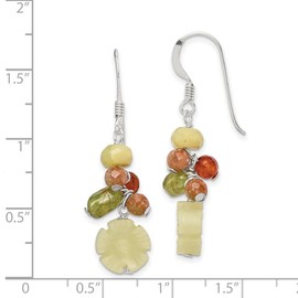 925 Sterling Silver Shepherd hook Dyed Jade Unikite Peridot Aventurine Carnelian Earrings 35x10mm Wide Dangle Earring for Women