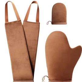 Self Tanning Mitt Set Fake Tan Mit Set 3 in 1 Tan Mitt Applicator Self Applicator Reusable Tanning Glove Self Tan Tanning Mitt for Mit Back Applicator brown