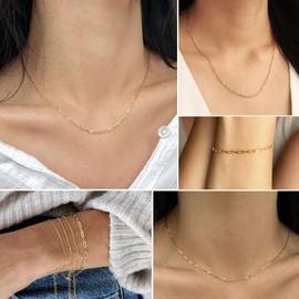 16Ft Stainless Steel Paperclip Chain for Jewelry Making, 2.5mm Width Gold Plated Paper Clip Link Chains Roll for DIY Necklace Bracelet Jewelry Making Supplies with Lobster Clasps Soft Tape Measure