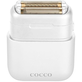 Cocco Afeitadora Impacto, Triple Hoja Dorada Higiénica, para Uso en Seco y Húmedo, Cabezal Magnético Reemplazable, Acelerador Inteligente, 90 Min de Autonomía, Blanca