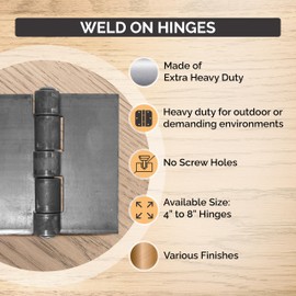 Hinge Outlet Weld On Hinge Extra Heavy Duty Steel, 2 Pack (5 Inch)
