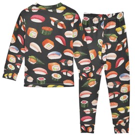 Vozoza Japanese Food Sushi Pajama Sets Long Sleeve Top with Pants Cotton Soft Sleepwear 2 Piece Pjs Set Size 4T