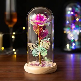 Yighaw Mothers Day Flowers Gifts for Mom,Colorful Rose Red Up Rose in A Dome,Valentines Gifts for Her,Birthday Gifts for Women,Graduation Gifts,Wife,Girl,Grandma,Anniversary Wedding Gifts