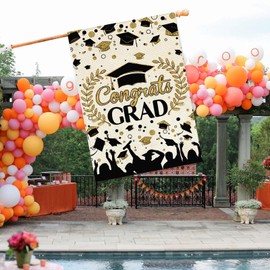 Baccessor Graduation Congrats House Flag Burlap Double Sided Class Of 2025 Congrats Grad Ceremony High School College Diploma Cap Sign Small Flag Yard Outdoor Outside Decoration 28x40 Inch
