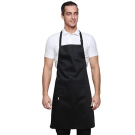 Mirabella Health & Beauty Plain Unisex Chefs Bib Apron Americano with Pocket (Black)