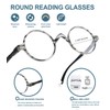 BLUELESS-Gafas de lectura redondas vintage Profesor Lectores (raya gris, 3.00)