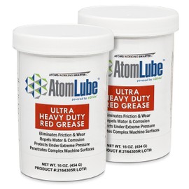 AtomLube Ultra Heavy Duty Red Grease | Wheel Bearing Grease for Semi Truck Accessories | Waterproof & High Temp Lubricant for Metal Surfaces, 2-Pack of 16 oz Jars