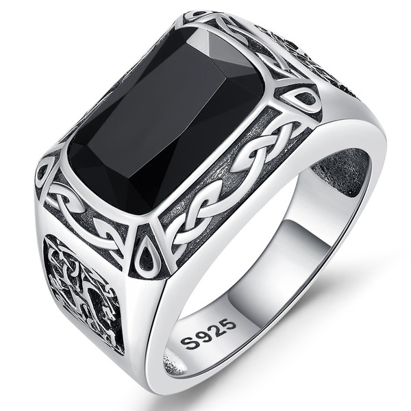 Yaresul Black Stone Ring for Men - 925 Sterling Silver