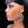 Oval Ring with Simulated Turquoise Beaded Cross Center Dangle Earrings