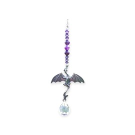 Rear View Mirror Dragon Amethyst Car Charm,Flying Dragon Sun Catcher,Hanging Window Ornament,Rear View Mirror Car Charm