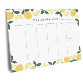 Weekly Planner Notepad - 9x7” inches, 52 tear off sheets - 2024 Undated Desk Planner/Calendar Notepad Organizer for Weekly To Do List, Notes and Schedule (Lemons)
