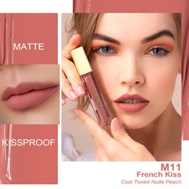 Oulac Matte Liquid Pink Nude Lipstick for Women, Long Lasting Lipstick Waterproof Lip Stain, No Transfer, Creamy High Pigmented Formula with Rose Oil, Vegan & Cruelty-Free, Coral Pink M11