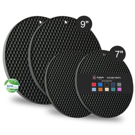 Joyhalo Trivets for Hot Dishes - Hot Pads for Kitchen, Silicone Pot Holders for Hot Pots and Pans, Silicone Mats for Kitchen Countertops, Table, Flexible Easy to Wash and Dry, Grey