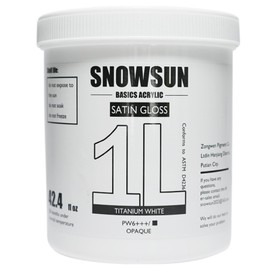 SNOWSUN Titanium White Acrylic Paint, 2 Pack 1 L /42.4 oz Large Bulk Acrylic Paints, Gloss Non-Toxic Heavy Body Paints - Thick Art Paints for Multi-Surface Canvas Wood Ceramic Fabric Wall- Ideal for Artists & Beginners