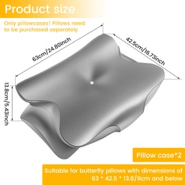 FwQoFvk 2pcs Contour Pillow Case Cover with Zipper, Soft Cervical Neck Pillow Cover, Smooth Contour Pillowcase, Machine Washable Gray Pillow Cover Suitable for Pillows of Size 63×42.5×13.8/9cm (2Pcs)