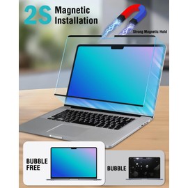 F FORITO Magnetic Anti Blue Light Screen Protector Compatible with MacBook Air 15.3 inch (2023-2025, M2, M3, M4), Bubble-Free Install, Removable & Reusable Anti Glare Matte Laptop Screen Shield