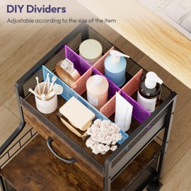 SWTYMIKI Under Desk Storage Cart- Art Storage Cart with Drawers & DIY Divider - Office Cart Organizer Under Desk Shelf, Craft Rolling Cart for Office, Craft Room & Studio Espresso
