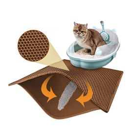 Pieviev Cat Litter Mat Double Layer Waterproof Urine Proof Trapping Mat 1 Pack (30''X24'', Brown)