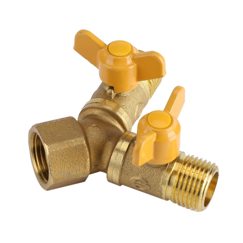 G1/2 Brass Garden Irrigation 2 Way Double Tap Hose Adapter