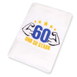 Abc Casa 60th Birthday Gift Towel with Embroidered Muscles for Men - A Useful Gift for 60 Years - A Wonderful Gift Idea for 60th