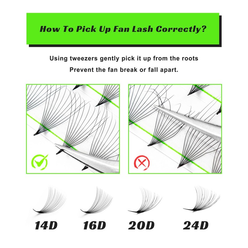 500 Premade Fans Eyelash Extensions 24D 0.05 Thickness 13mm Single