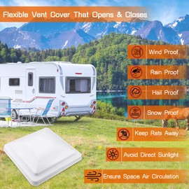 Sporthfish RV Vent Cover 14" Roof Vent Lid for Universal RV, Trailer, Camper, Motorhome Roof Replacement Ceiling Vent Covers, Plastic Square Skylight Cover Liftable, 1 Pack White