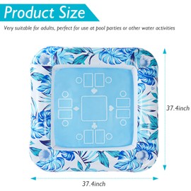 Inflatable Game Table with Waterproof Playing Cards, Pool Floating Table with Drink Holders for Pool Party Summer Water Fun