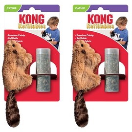 KONG Refillables Catnip Toys, Assorted 2-Pack – Plush Cat Toys with Refillable Catnip Pouch & Premium North American Catnip (Beaver 2 Pack)