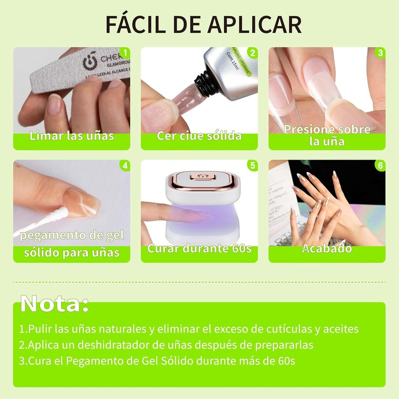 Cherimoya Pegamento para Unas Soft Gel Uñas Press On y