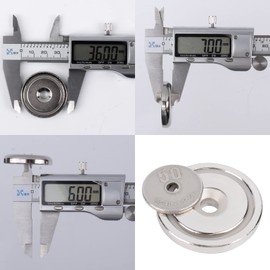 Strong Neodymium Magnets, Diameter 1.4 inches (36 mm), Hole Diameter 0.26 inches (6.5 mm), Load Capacity: 100.6 lbs (48 kg), Super Strong Magnets with Screws, for Kitchens, Bathrooms, Industrial, Outdoors, Warehouses, Wall Hanging (1.4 inches (36 mm), Ho