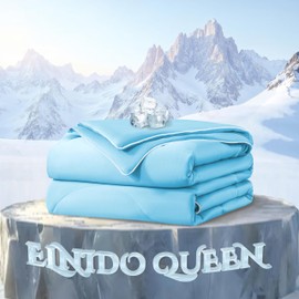 ELNIDO QUEEN Cooling Comforter for Hot Sleepers, Summer Cooling Blanket Queen Size for Night Sweats, Q-Max 0.45 Breathable All-Season Lightweight Blanket, (90x90 inch，Blue