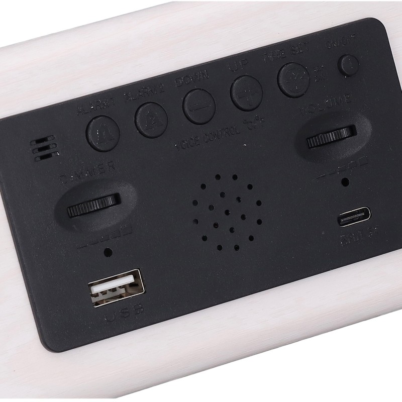 LED Digital Alarm Clock Multipurpose Wooden Clock with Voice Control