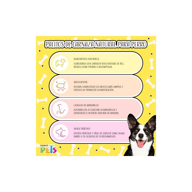Fancy Pets Palitos de Carnaza de Res Sabor Natural para