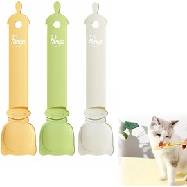 Panup Cat Strip Feeder - 3 Colors Cat Stripe Squeeze Spoon, Treat Feeding Wet Spoons, Cat Food Treat Spoon Dispenser for Pet, White, Green, Yellow