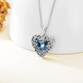 Dorunmo Silver Locket Necklace with Heart and Butterfly - Open for Photos - Jewellery Gifts for Women, Girlfriend, Mother