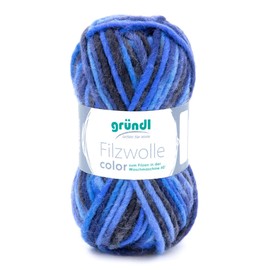 Gründl Felt Wool Colour, 50 g/50 m, 100% Virgin Wool, Washing Machine, Felt Slippers (23 Water Blue)