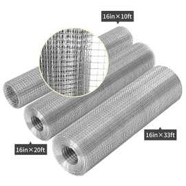Hardware Cloth 1/4 inch 16" x 33 ft, Galvanized 23 Guage Wire Hardware Mesh, Welded Chicken Wire Fence Fencing Roll for Chicken Coop Wire, Rabbit Cage Wire, Poultry and Animal Cage Netting Screen